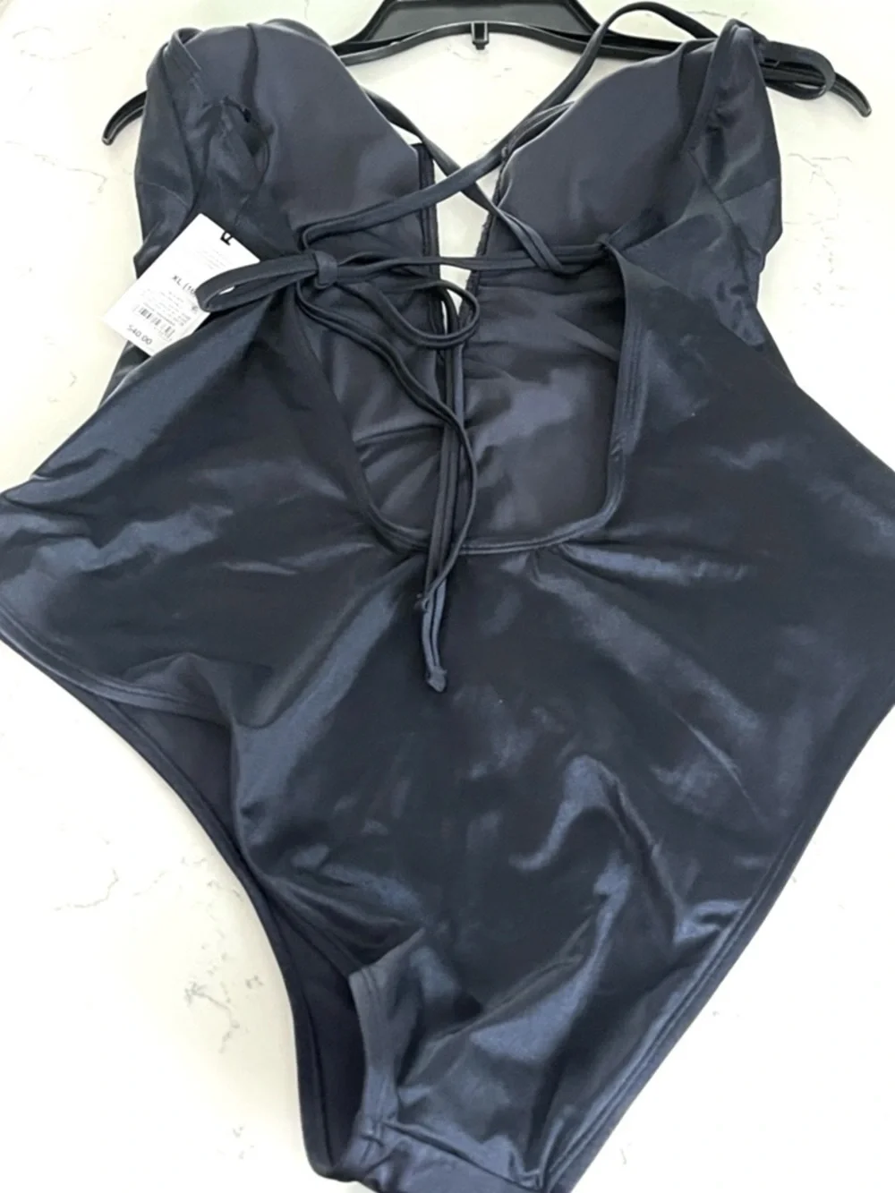 Shade & Shore Women’s Black Ruched Plunge One-Piece V Neck Swimsuit Size XL NWT - Picture 12 of 16